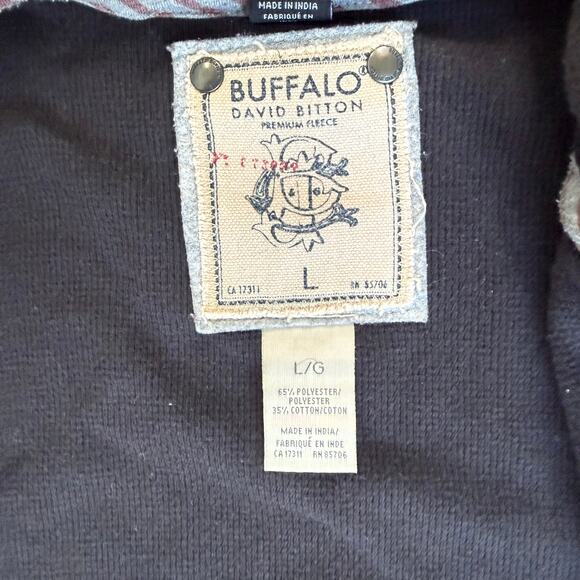 Buffalo David Bitton Sweatshirt Jacket Mens L Gray Distressed Look Printed Logo - Picture 7 of 16
